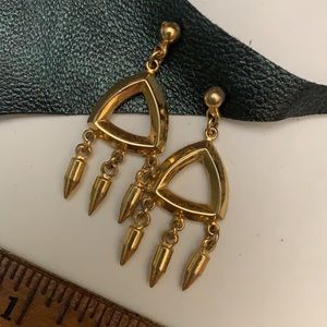 Triad Bullet Goldtone Drop Stud Earrings